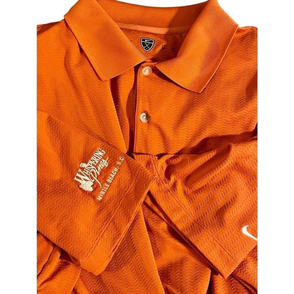 Size XL Orange Textured Nike Dri-Fit Golf Polo Whispering Pines Myrtle Beach